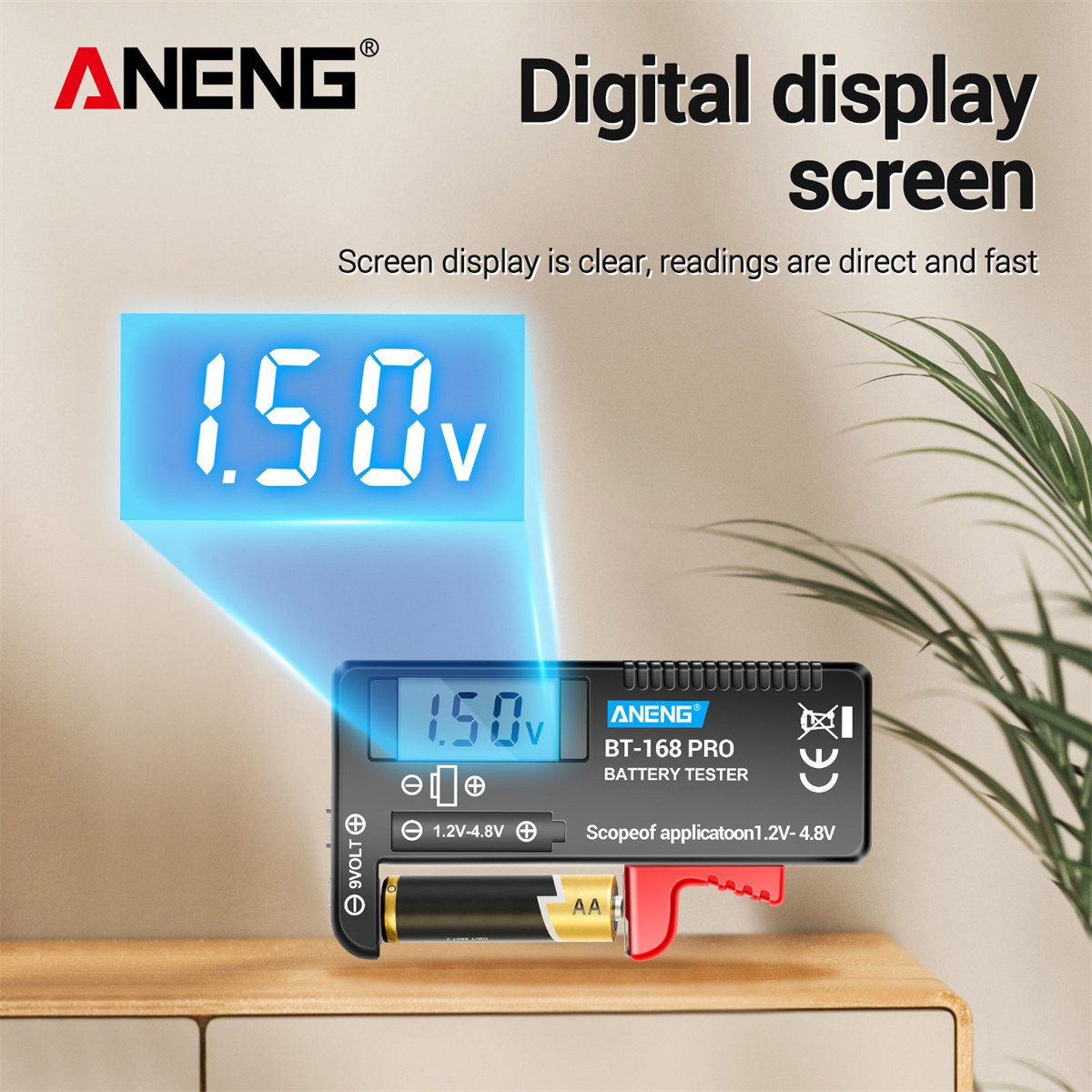 ANENG BT-168 PRO Digital Lithium Battery Capacity Tester Checkered load analyzer Display Check AAA AA Button Cell Universal test