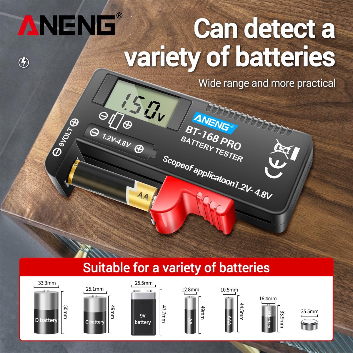 ANENG BT-168 PRO Digital Lithium Battery Capacity Tester Checkered load analyzer Display Check AAA AA Button Cell Universal test