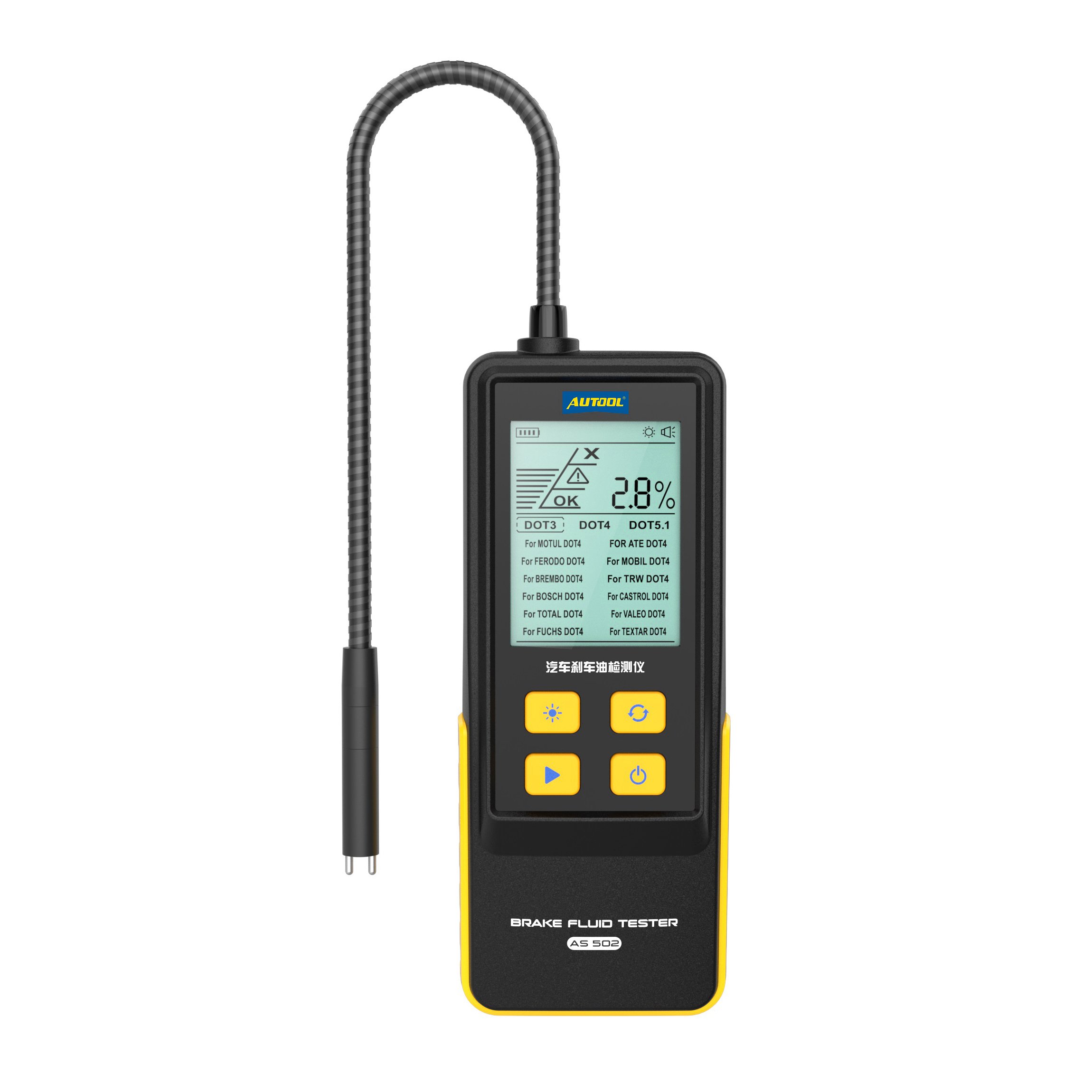 Autool AS502 Professional Electronic Dot Brake Fluid Digital Tester 5V Battery Powered Diagnostic Tool for Cars 3-Year Warranty