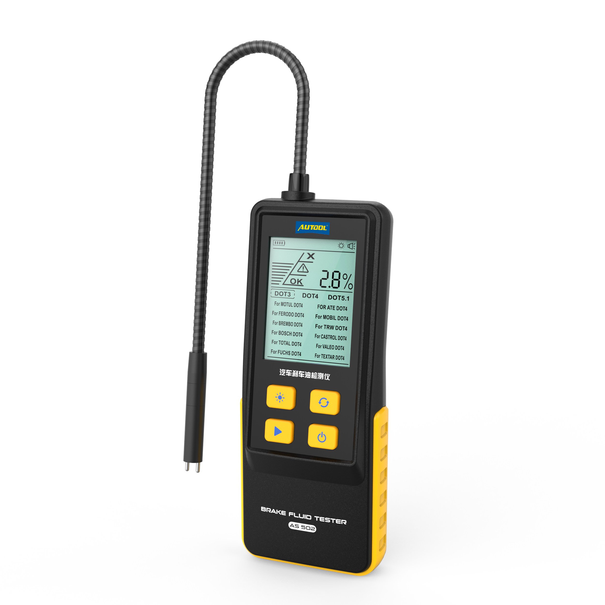Autool AS502 Professional Electronic Dot Brake Fluid Digital Tester 5V Battery Powered Diagnostic Tool for Cars 3-Year Warranty
