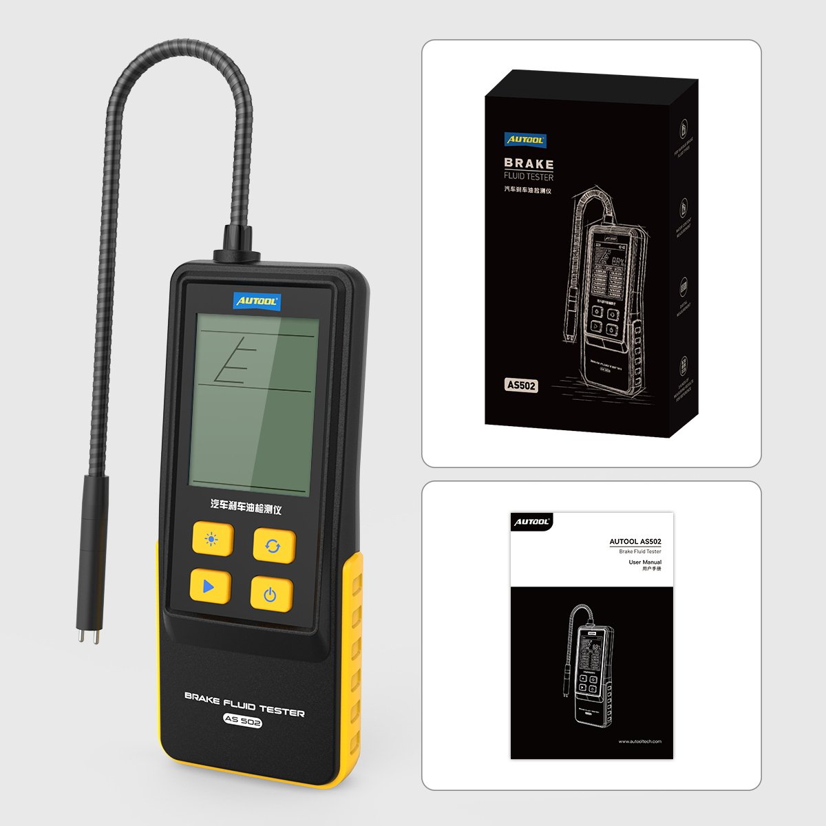 Autool AS502 Professional Electronic Dot Brake Fluid Digital Tester 5V Battery Powered Diagnostic Tool for Cars 3-Year Warranty