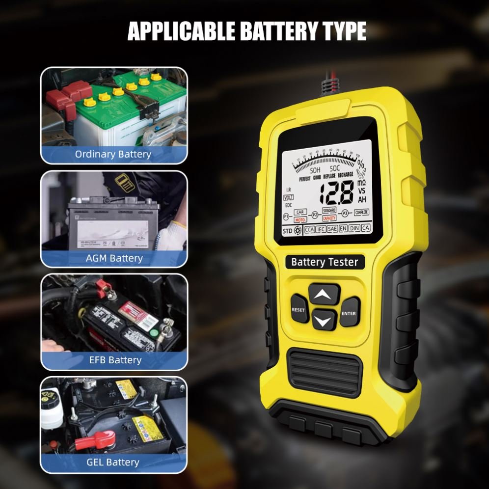 TK-200 12V24V Smart LCD Vehicle Lead Acid Battery Tester Advanced Diagnostic Tool for Trucks Motorcycles and Scooters