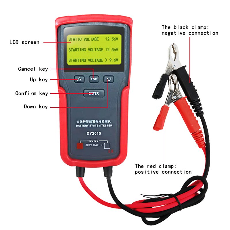 Portable car motorcycle 12v smart digital battery analyzer checker deep cycle tester
