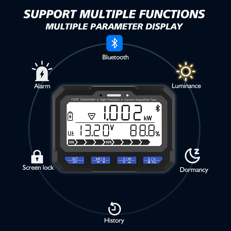 TX21 8-120V350A Smart 12V Batteries Monitor Bluetooth Display Battery Coulometer Lifeopo4