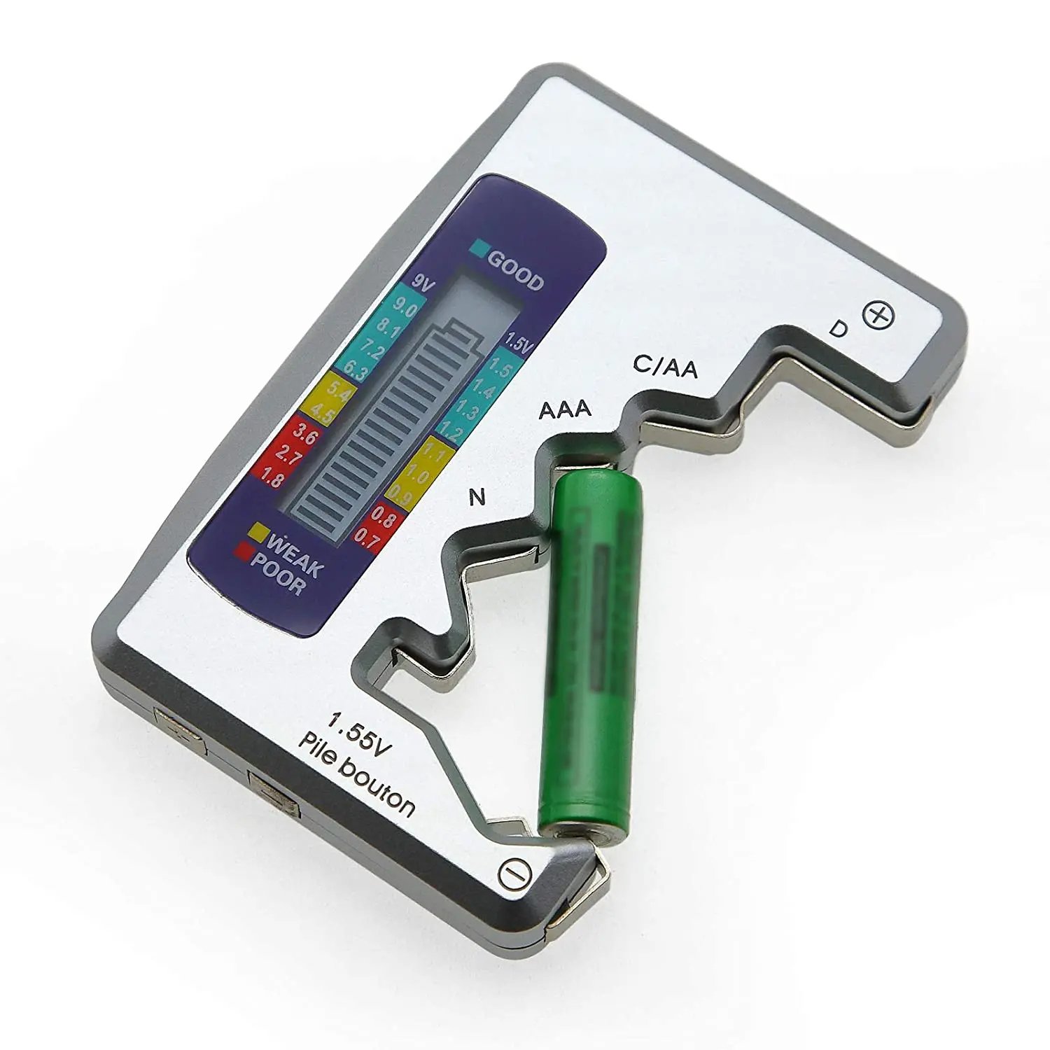 1pcs Digital Battery Tester C D N AA AAA 9V 1.5V Button Cell Capacity Check Detector LCD Display Capacitance Diagnostic Tool