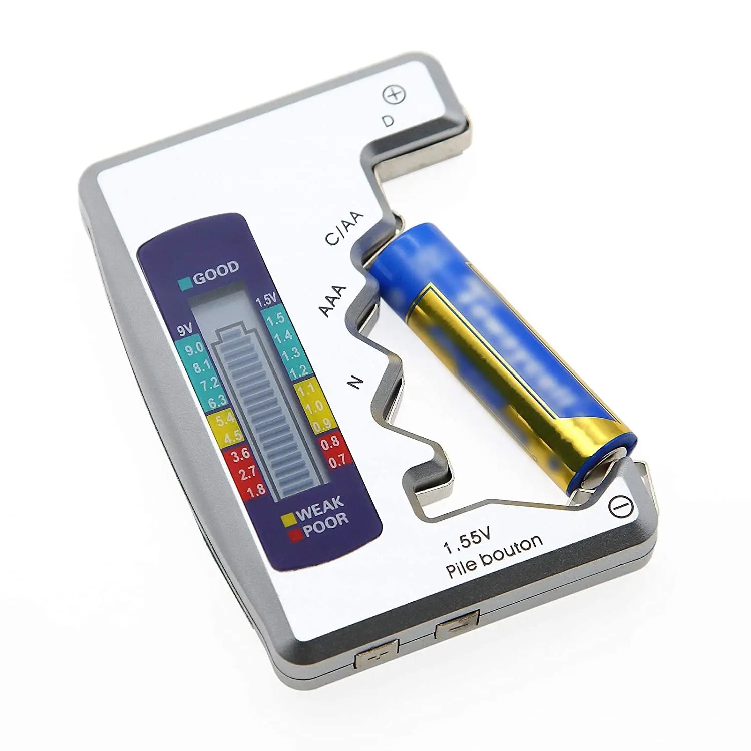 1pcs Digital Battery Tester C D N AA AAA 9V 1.5V Button Cell Capacity Check Detector LCD Display Capacitance Diagnostic Tool