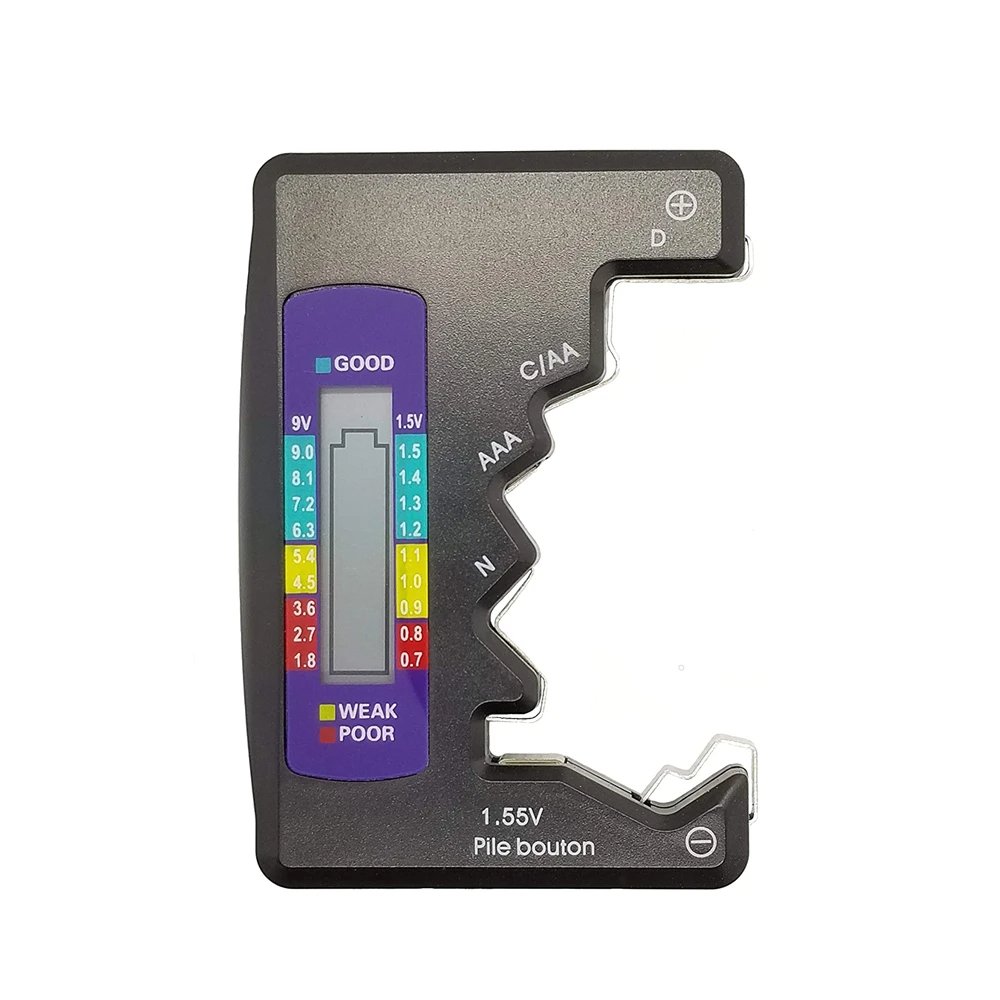 1pcs Digital Battery Tester C D N AA AAA 9V 1.5V Button Cell Capacity Check Detector LCD Display Capacitance Diagnostic Tool