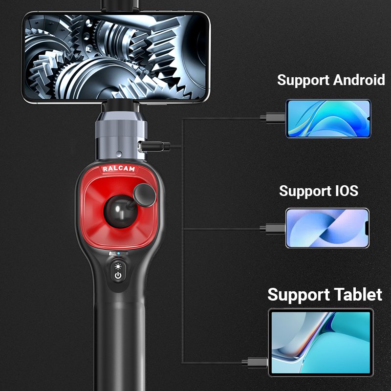 Ralcam 1Mp Articulated Borescope 6Mm Waterproof Ip67 360 Degree Borescope 1M Cable Flexible Industrial Endoscope