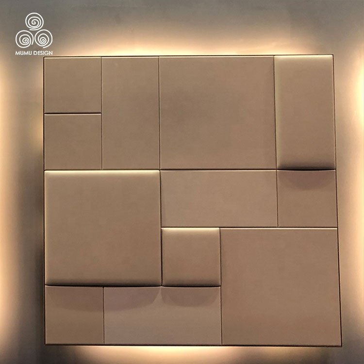MUMU Manufacturing 3D MDF decorative panels Leather Wall Boards Cladding Panel For Indoor Hotel Decorative