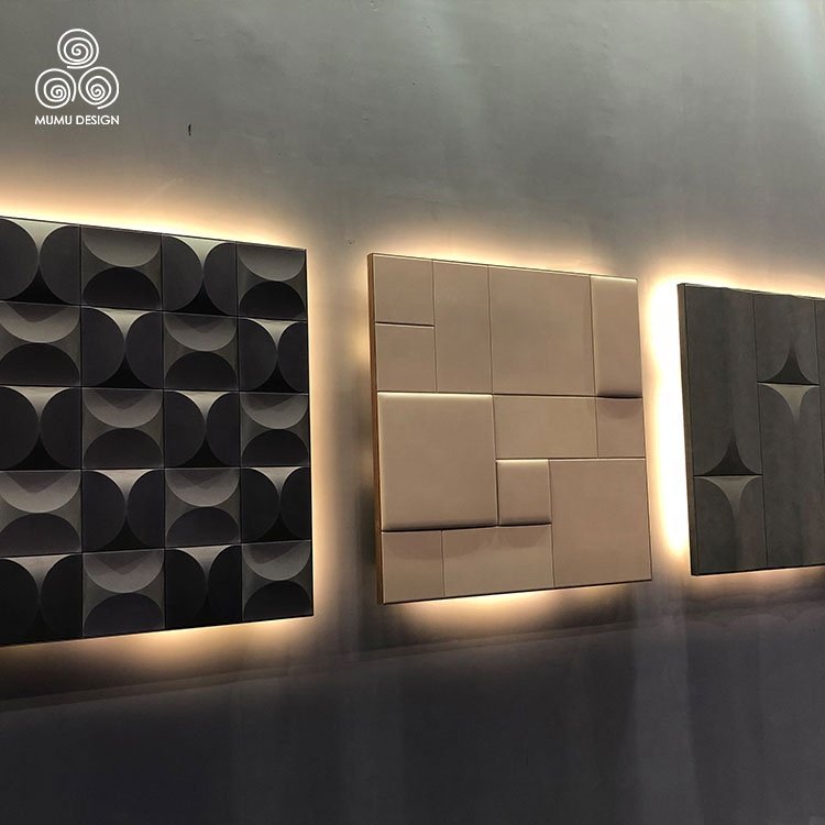MUMU Manufacturing 3D MDF decorative panels Leather Wall Boards Cladding Panel For Indoor Hotel Decorative