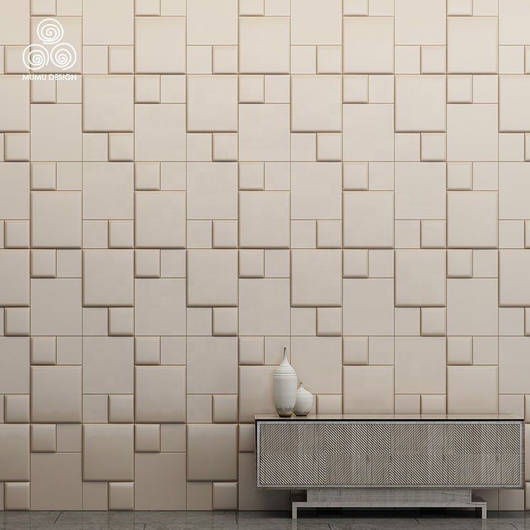 MUMU Manufacturing 3D MDF decorative panels Leather Wall Boards Cladding Panel For Indoor Hotel Decorative