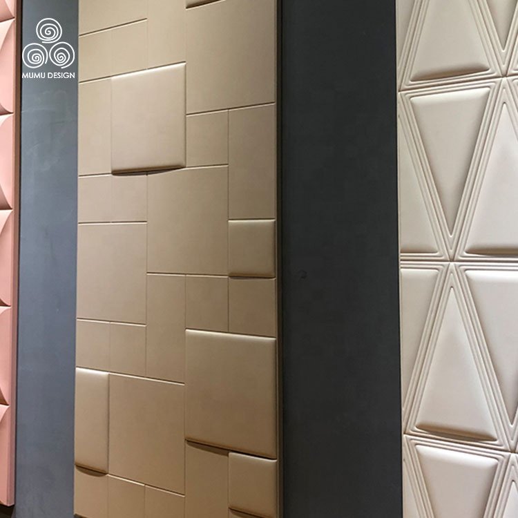 MUMU Manufacturing 3D MDF decorative panels Leather Wall Boards Cladding Panel For Indoor Hotel Decorative