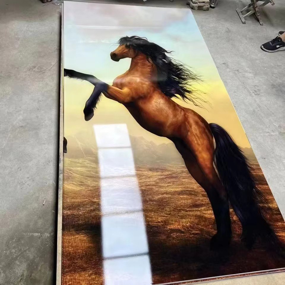 Custom deer 3d print UV marble sheet bedroom kindergarten animal wallpaper decor 3D wall panel