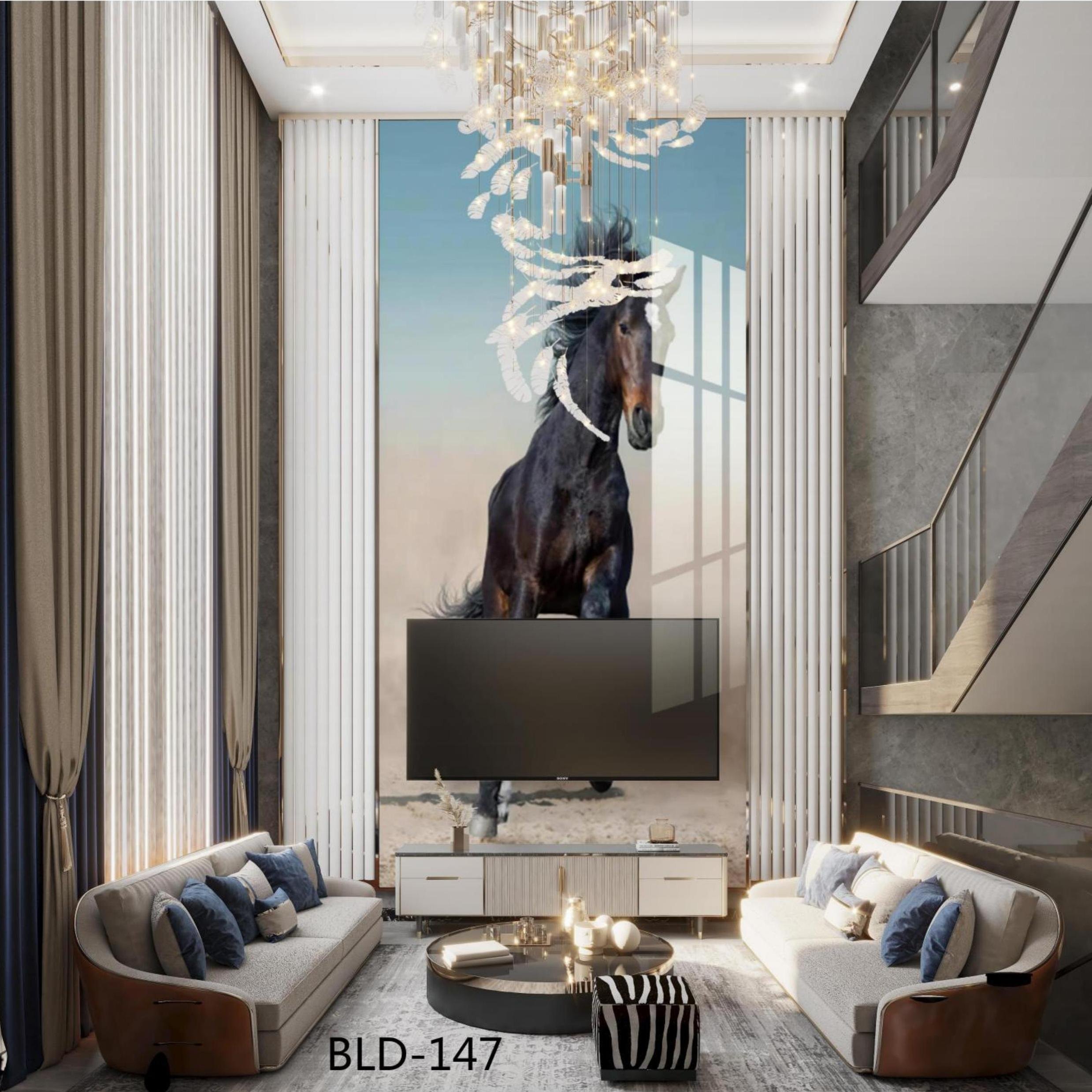 Custom deer 3d print UV marble sheet bedroom kindergarten animal wallpaper decor 3D wall panel