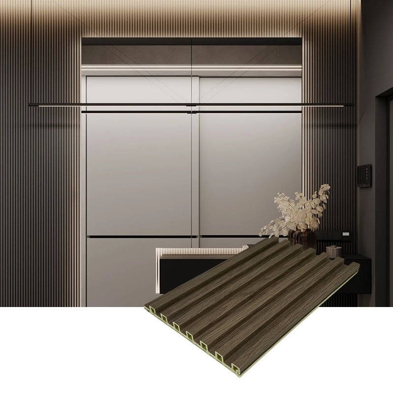 Reasonable Price 3D Wood Veneer Fluted Cladding Low Price WPC Decor Wall Panel Board For Indoor Tv Background Wall Decoration
