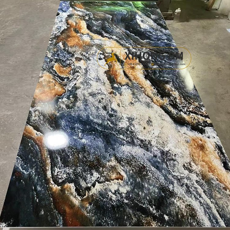 JSXH 3D PVC Wall Panel Covering Board for Hotel Decor New 3mm UV Marble Acrylic Plastic Ceiling Panel Translucent