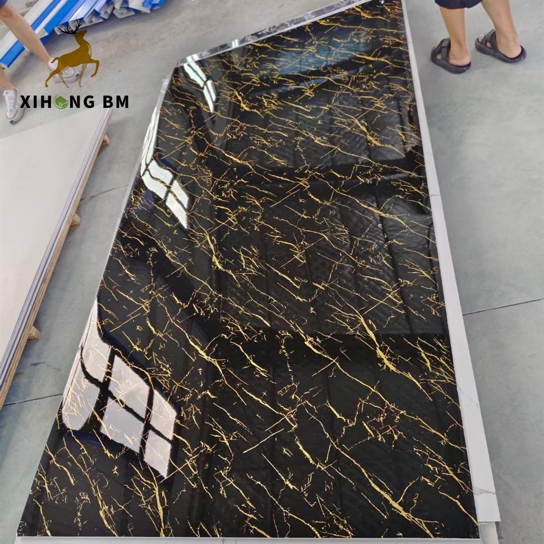 JSXH 3D PVC Wall Panel Covering Board for Hotel Decor New 3mm UV Marble Acrylic Plastic Ceiling Panel Translucent