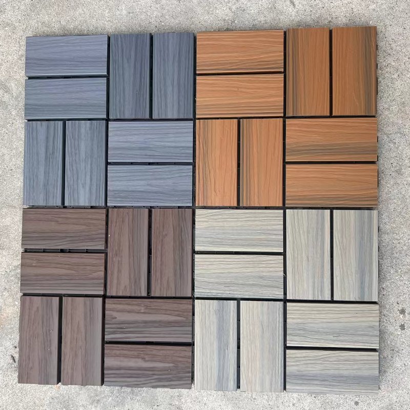 Free Sample Outdoor Decking Tiles DIY Wood Plastic Composite WPC DIY Deck Tiles