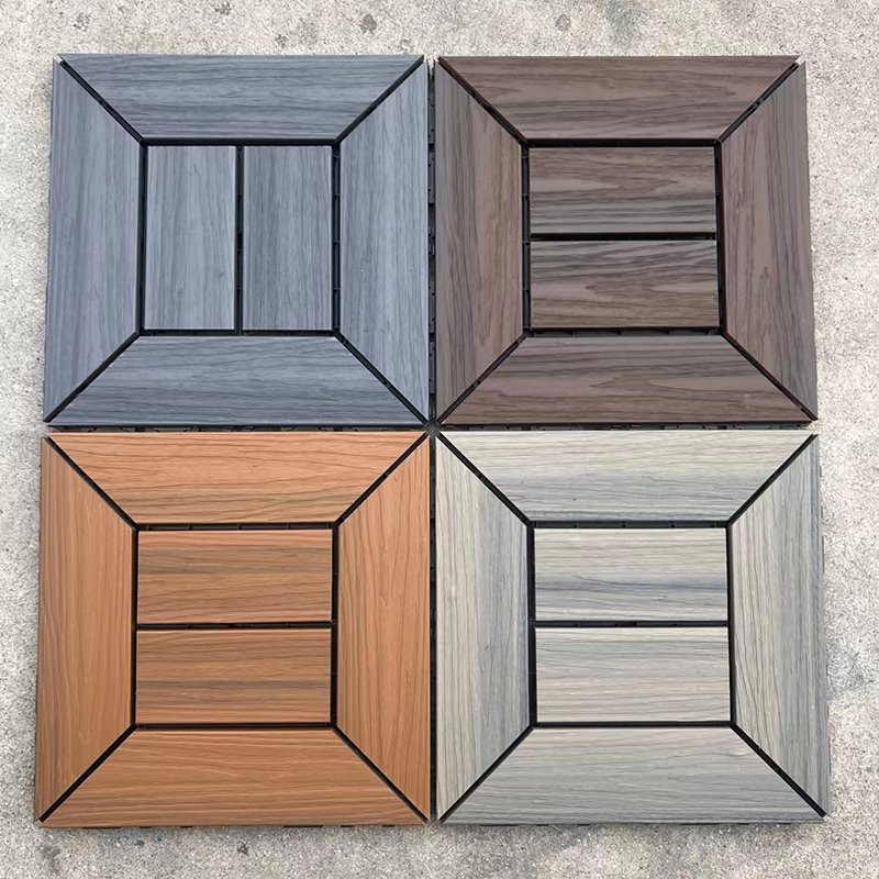 Free Sample Outdoor Decking Tiles DIY Wood Plastic Composite WPC DIY Deck Tiles