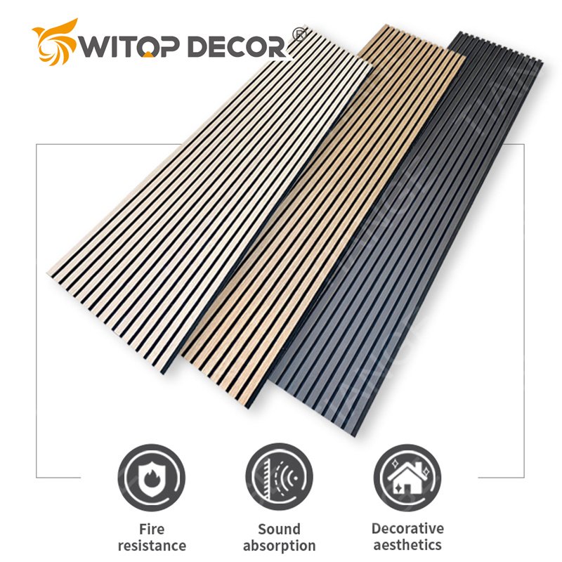 Acoustic Panels MDF Soundproof Material Wooden Wall Slat Natural Walnut Wood Board Polyester Fiber