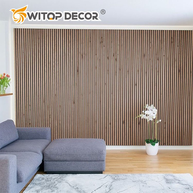 Acoustic Panels MDF Soundproof Material Wooden Wall Slat Natural Walnut Wood Board Polyester Fiber