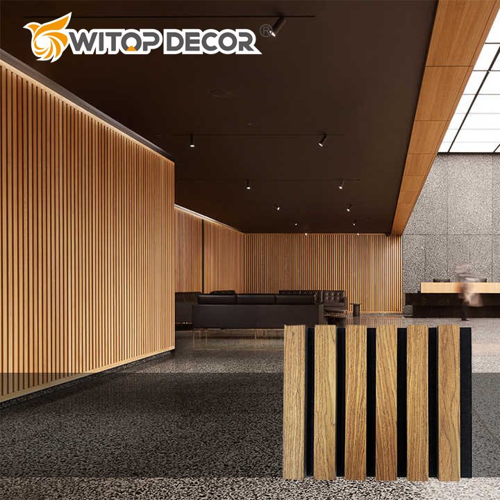 Acoustic Panels MDF Soundproof Material Wooden Wall Slat Natural Walnut Wood Board Polyester Fiber