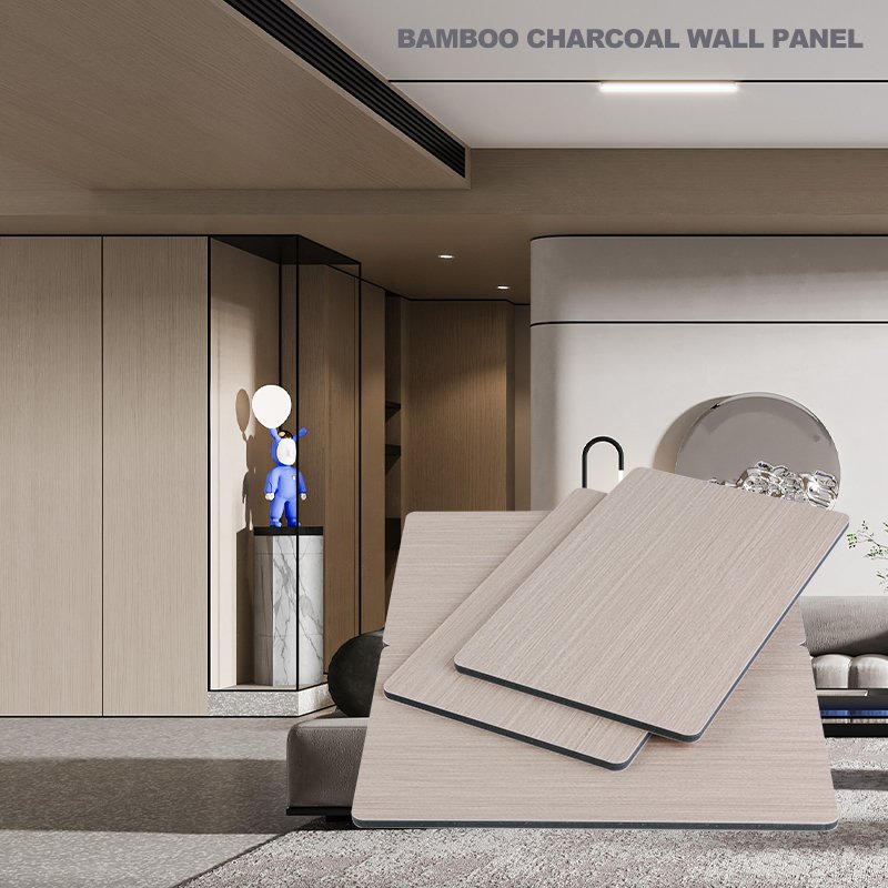 Wooden Grain PVC Wpc Wall Panels wall decor panel for indoor Decoration Bamboo charcoal board
