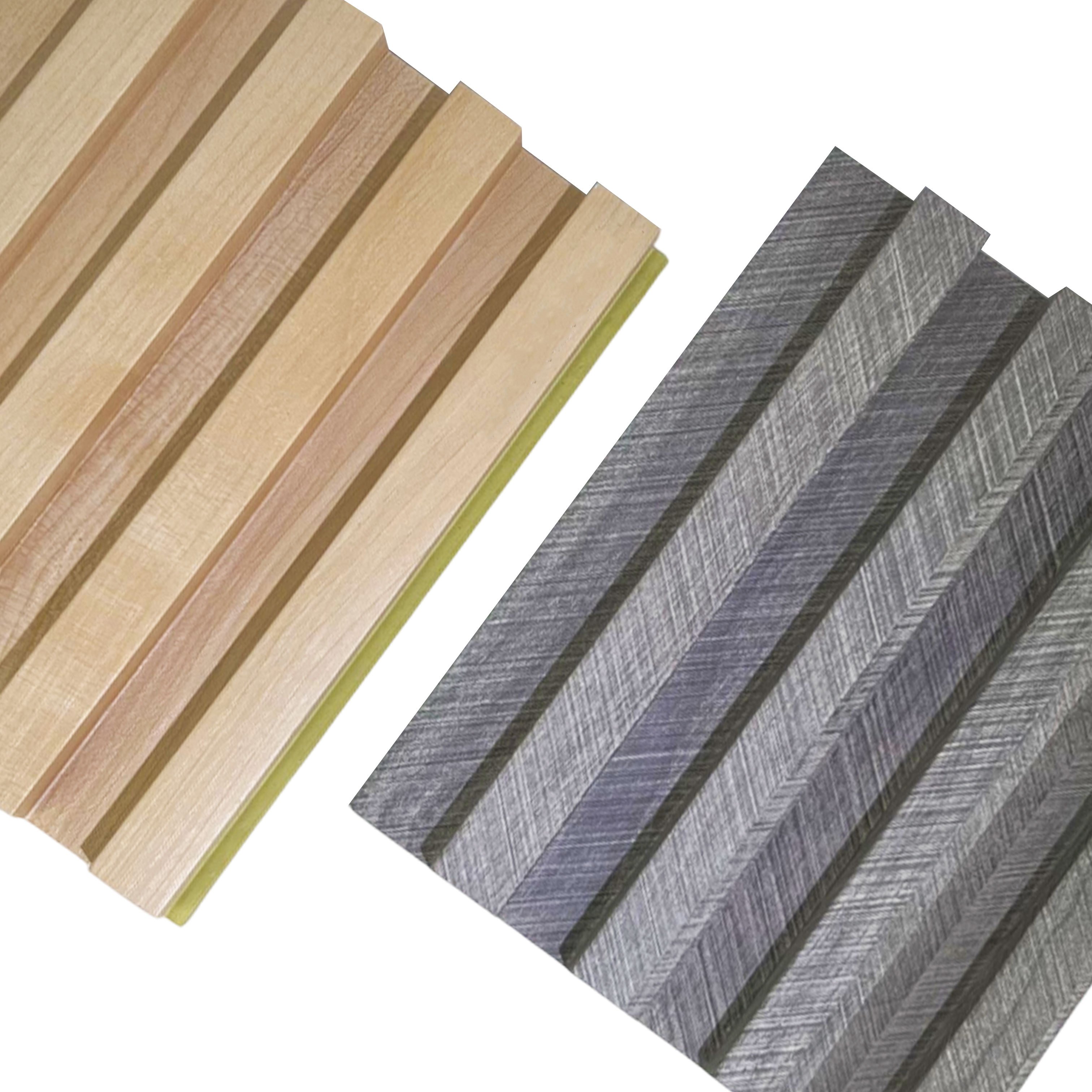 Reasonable Price 3D Wood Veneer Fluted Cladding Low Price WPC Decor Wall Panel Board For Indoor Tv Background Wall Decoration