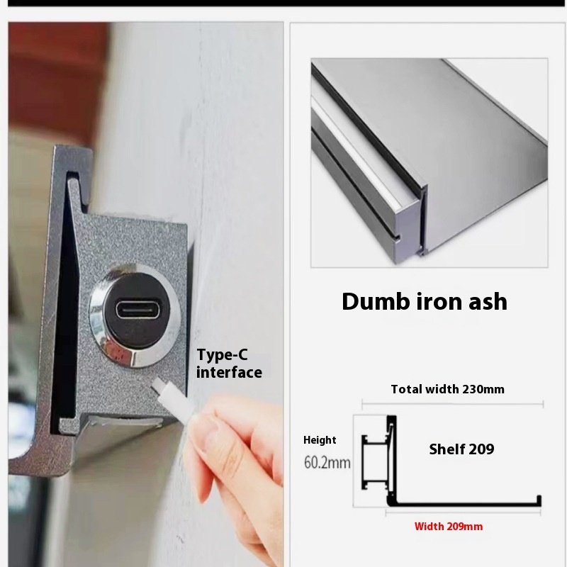 Personalized Power Bank Storage Rack L-Shaped Aluminum Alloy Built-In LED Light All-Aluminum One-Word Laminate Wall Boards