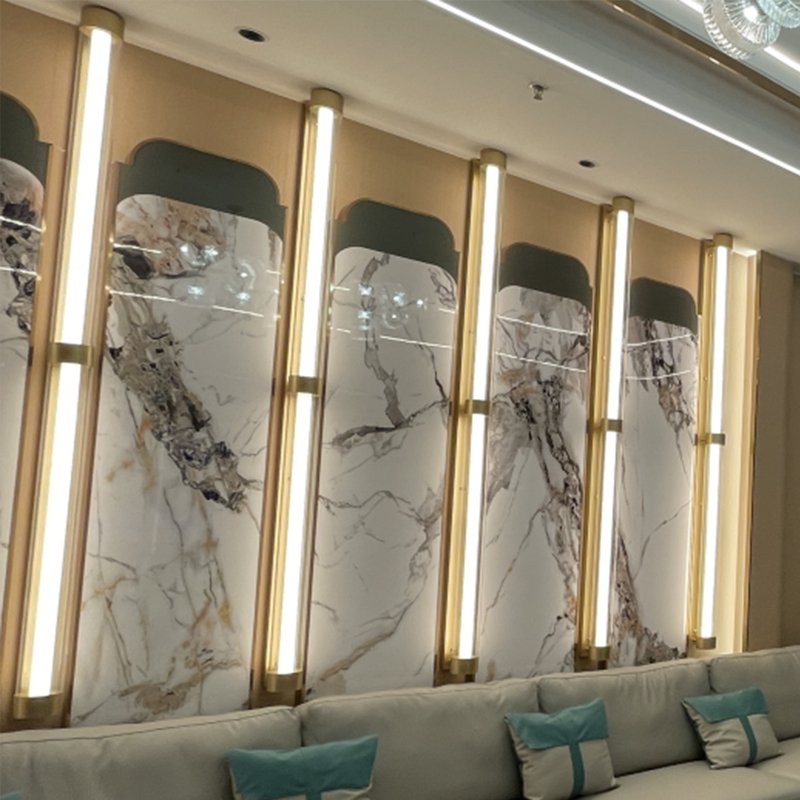 Interior UV Bamboo Charcoal Board Wood Veneer Decorative Wpc Marble Wall Panels