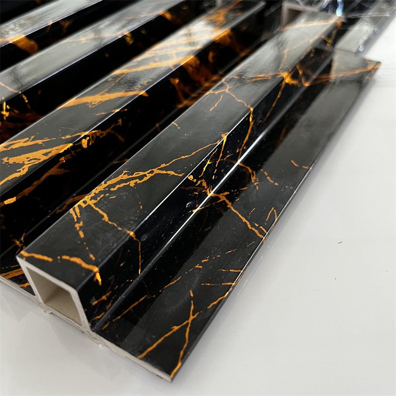 Marble Stone Surface 3D Board Wood Alternative Panels WPC Fluted Wall Panel for Office Decoration