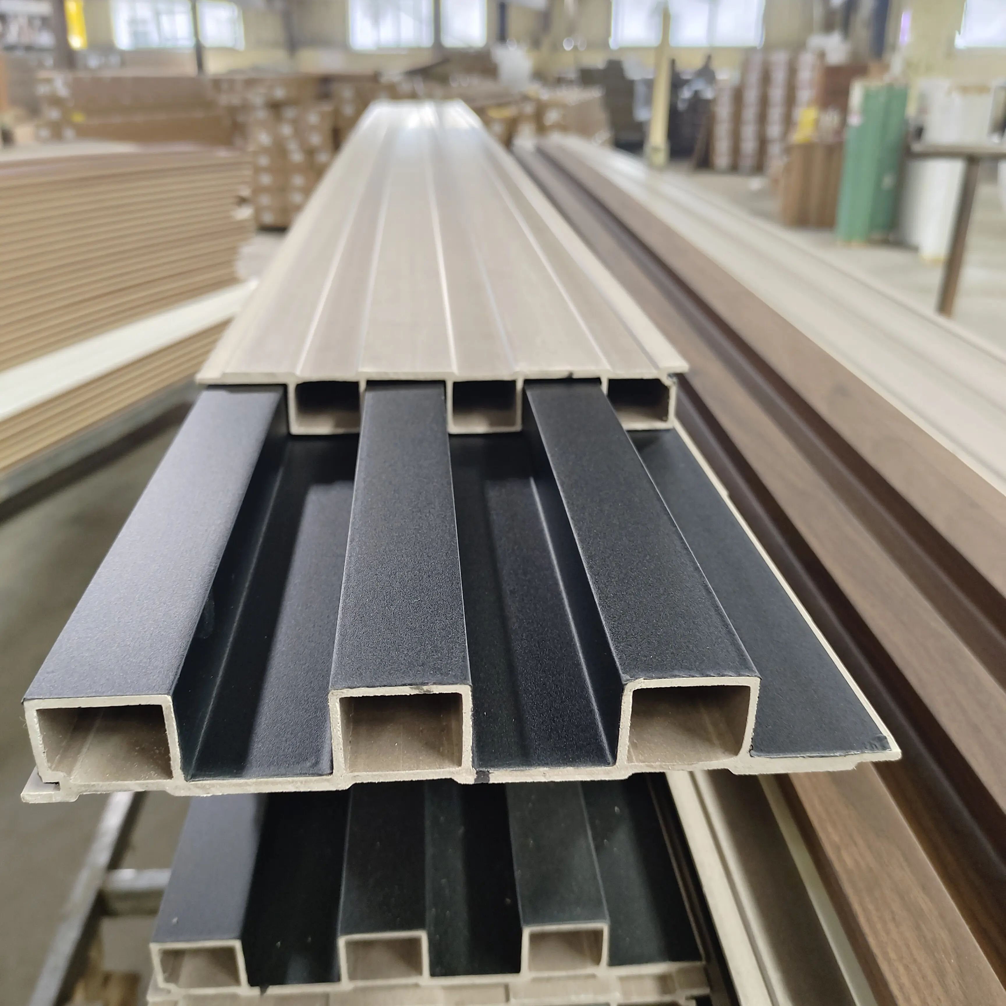 ECO wpc board manufacturers indoor interior decoration wood plastic composite PVC Coating Cladding Fluted wpc wall panels