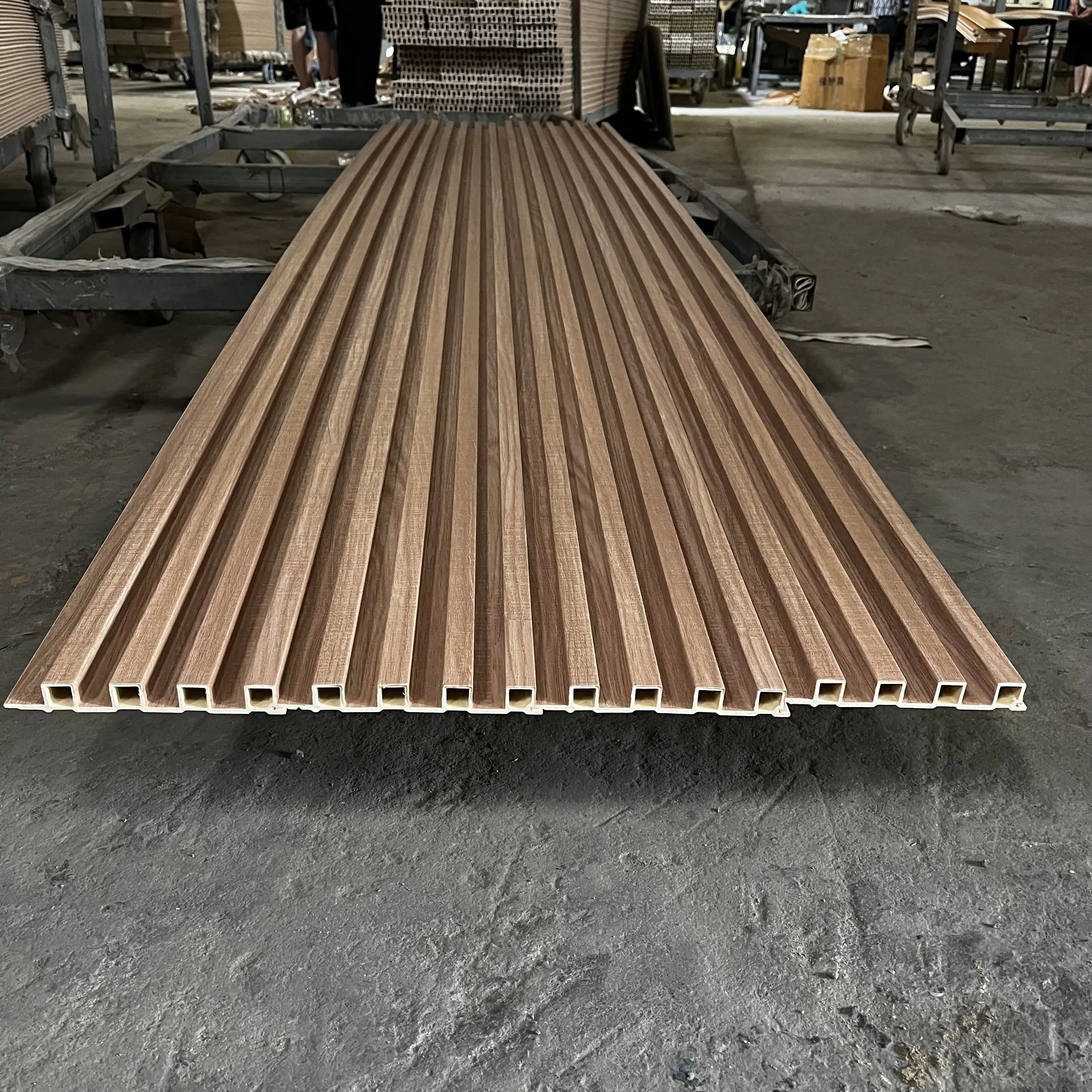 ECO wpc board manufacturers indoor interior decoration wood plastic composite PVC Coating Cladding Fluted wpc wall panels