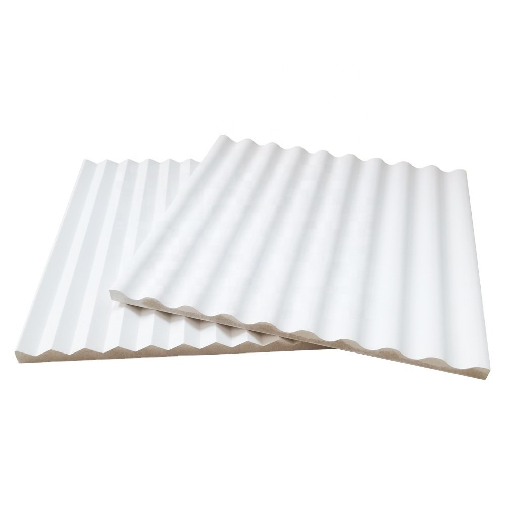 Customized Laminated RAW white primer oak PVC Wave Board Curved MDF Wall Panel Wall Decor Flexible Decoration Panel