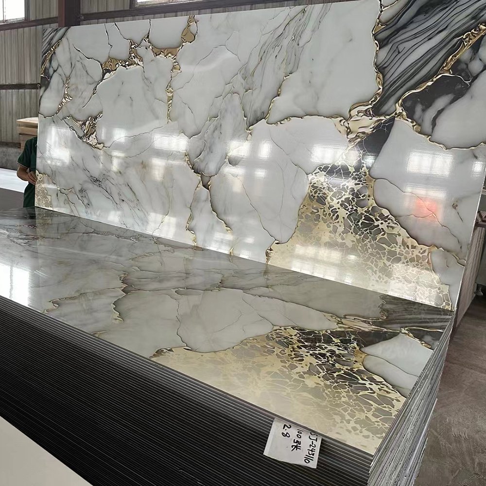 GTCO Good Sale 4*8FT 1220*2440mm PVC UV Marble Wall Panels Plastic PVC marble interior UV board with CE ISO for Wall Panel