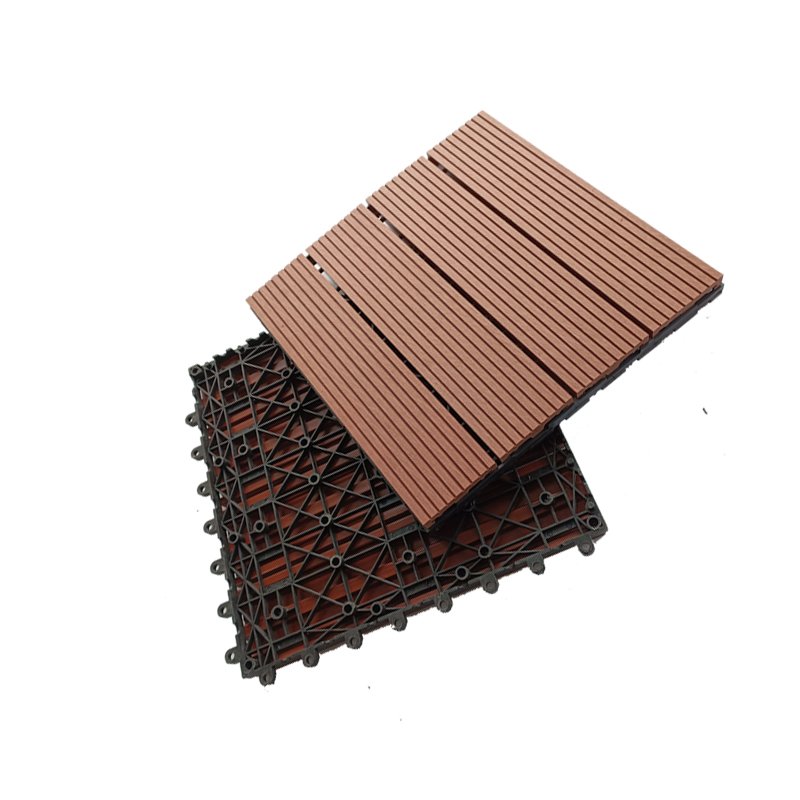 Outdoor Decking Patio Tiles Balcony Terrace Decoration 4-Slats WPC Interlocking Deck Tile Anti-slip Outdoor Floor Tiles