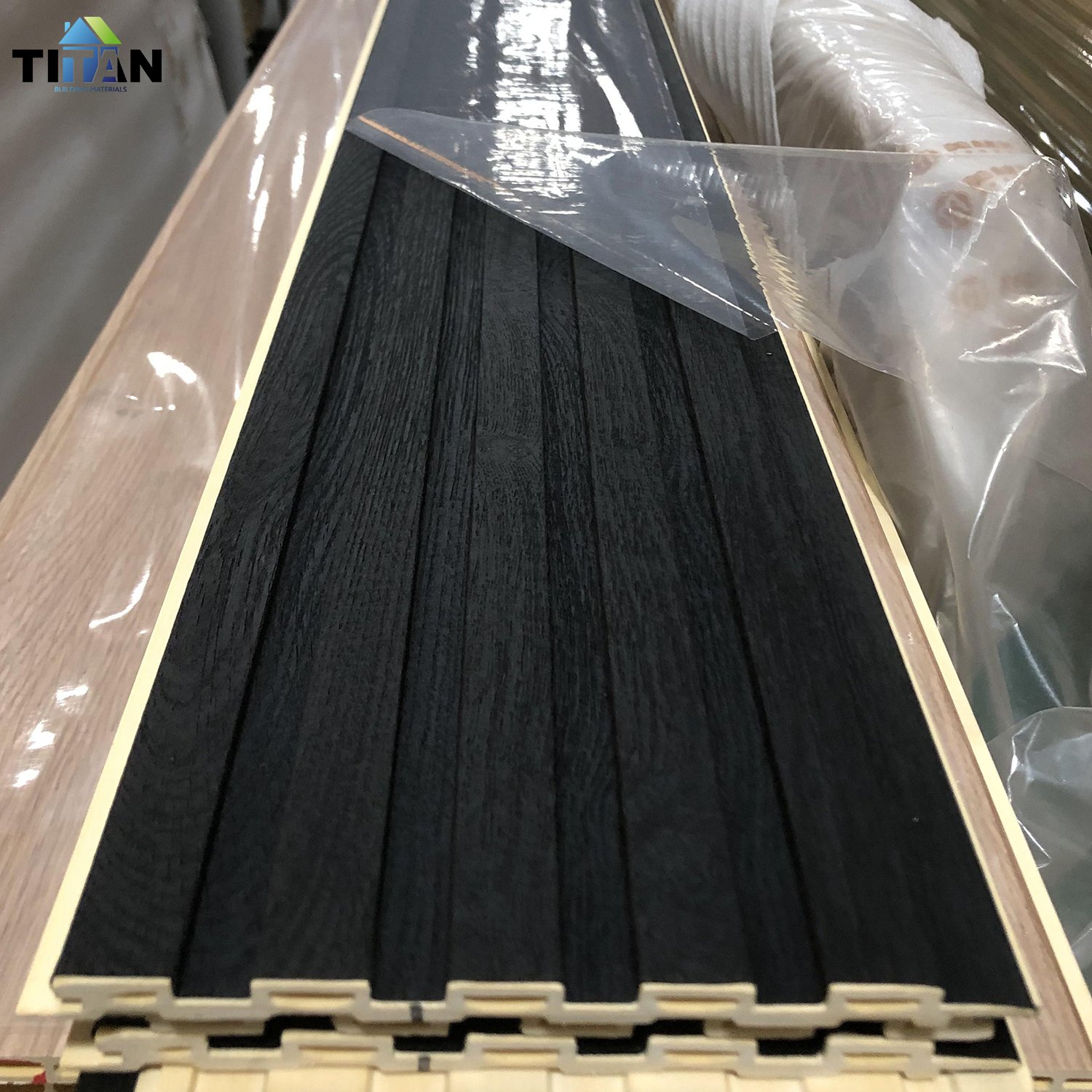 Decorative Board Hollow Interior Decoration Wood Design Indoor Interior Laminated Wpc Slat Fluted Wall Panel