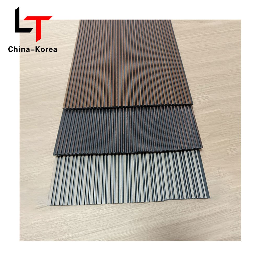 LT Easy Install Oak PS WPC fluted wall panels Solid foam Acoustic Grooved Wall Board For Indoor Decor