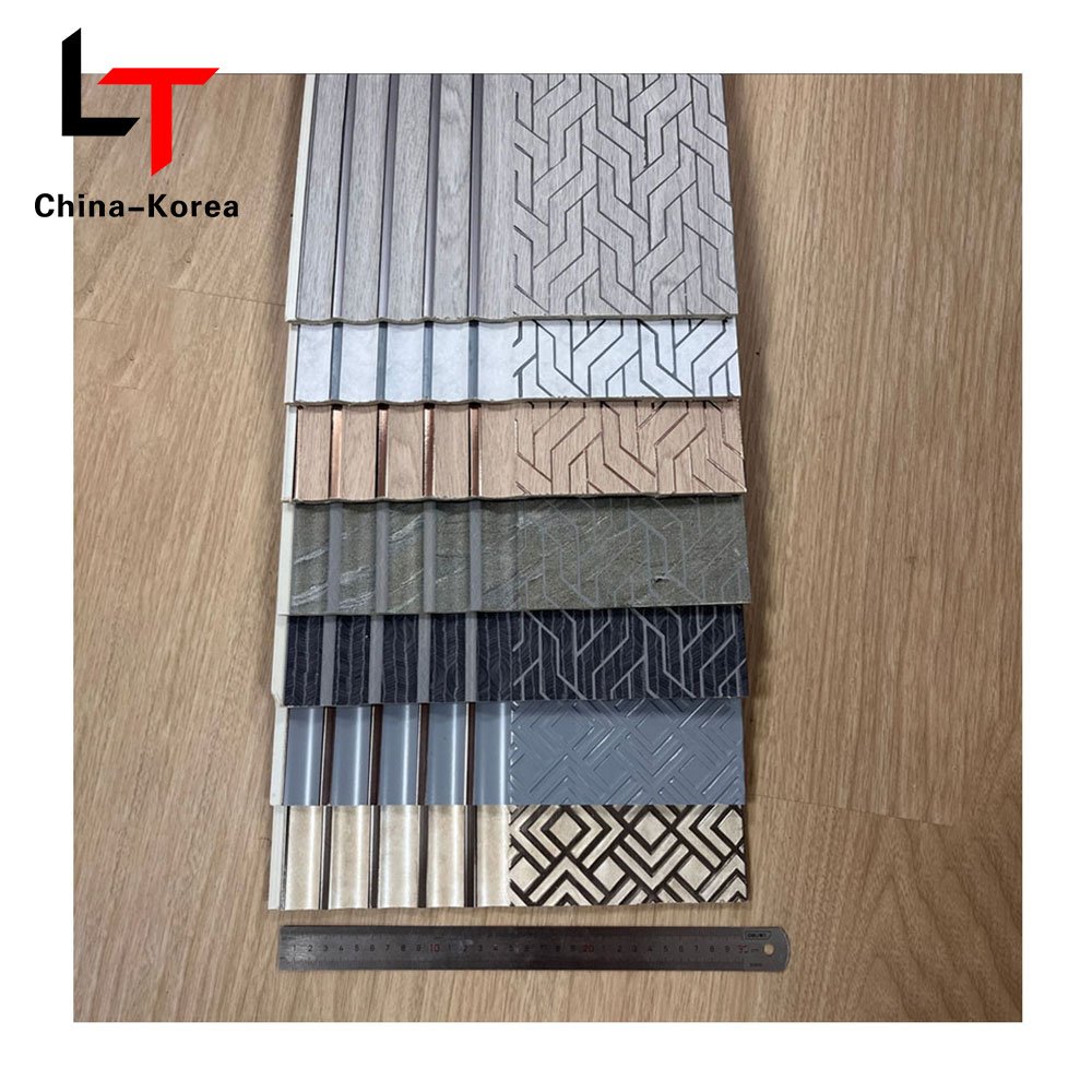 LT Easy Install Oak PS WPC fluted wall panels Solid foam Acoustic Grooved Wall Board For Indoor Decor