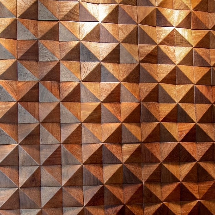 Solid Wood Mosaic Background Wall Home Wall Decoration HiFi Sound-absorbing Board Natural Raw 3D Wood Panels