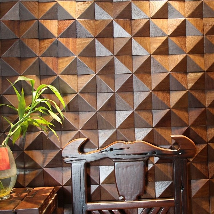 Solid Wood Mosaic Background Wall Home Wall Decoration HiFi Sound-absorbing Board Natural Raw 3D Wood Panels