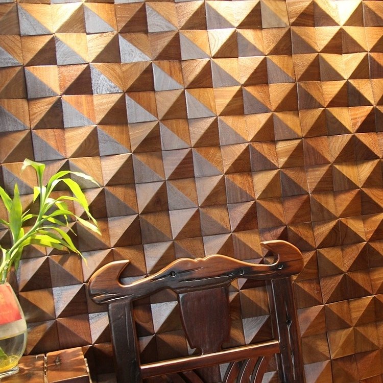 Solid Wood Mosaic Background Wall Home Wall Decoration HiFi Sound-absorbing Board Natural Raw 3D Wood Panels