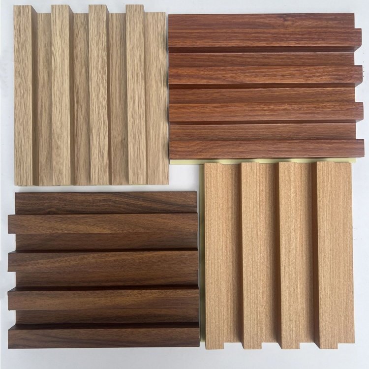 2025 luxury Wood Veneer Fluted WPC Wall Panel PVC Wandpanelen Waterproof Woonkamer Slaapkamer 3D Wall Covering Board