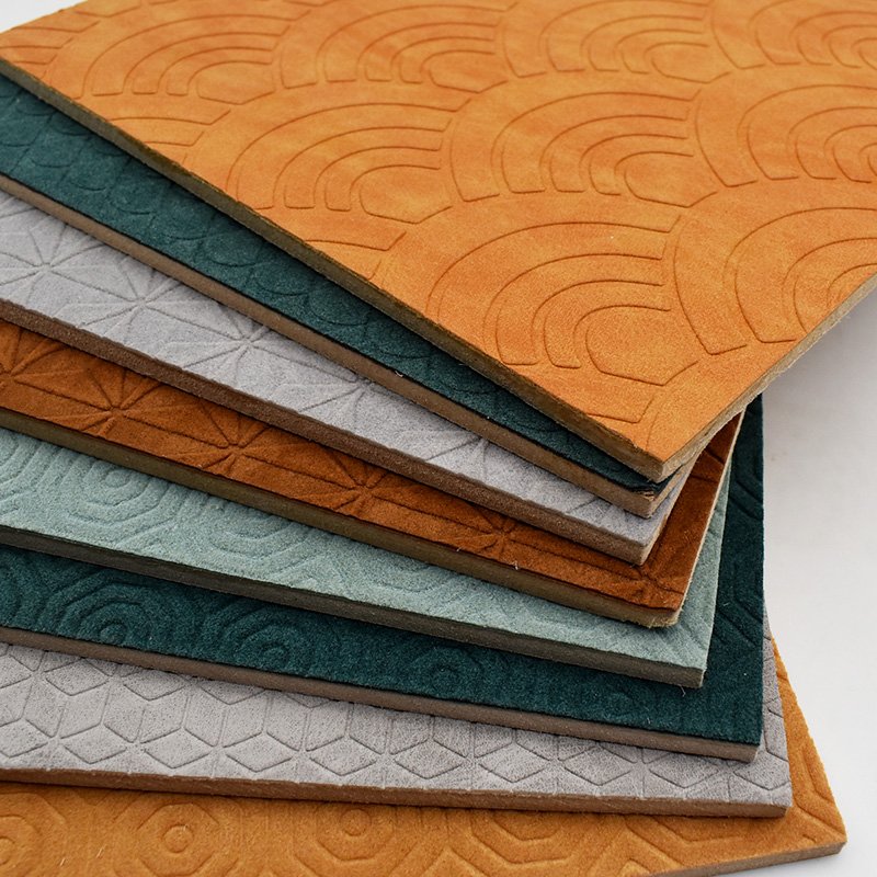 Modern Striped Bamboo Charcoal Fiber WPC Leather Wall Panels Waterproof Soundproof Metal Surface Fireproof Hall Solid Wood