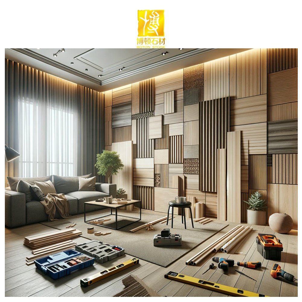 BOTON STONE Decoration Wooden Grain Wpc Cladding Wall Slab Decor Interior Fluted Wall Panel Other Boards