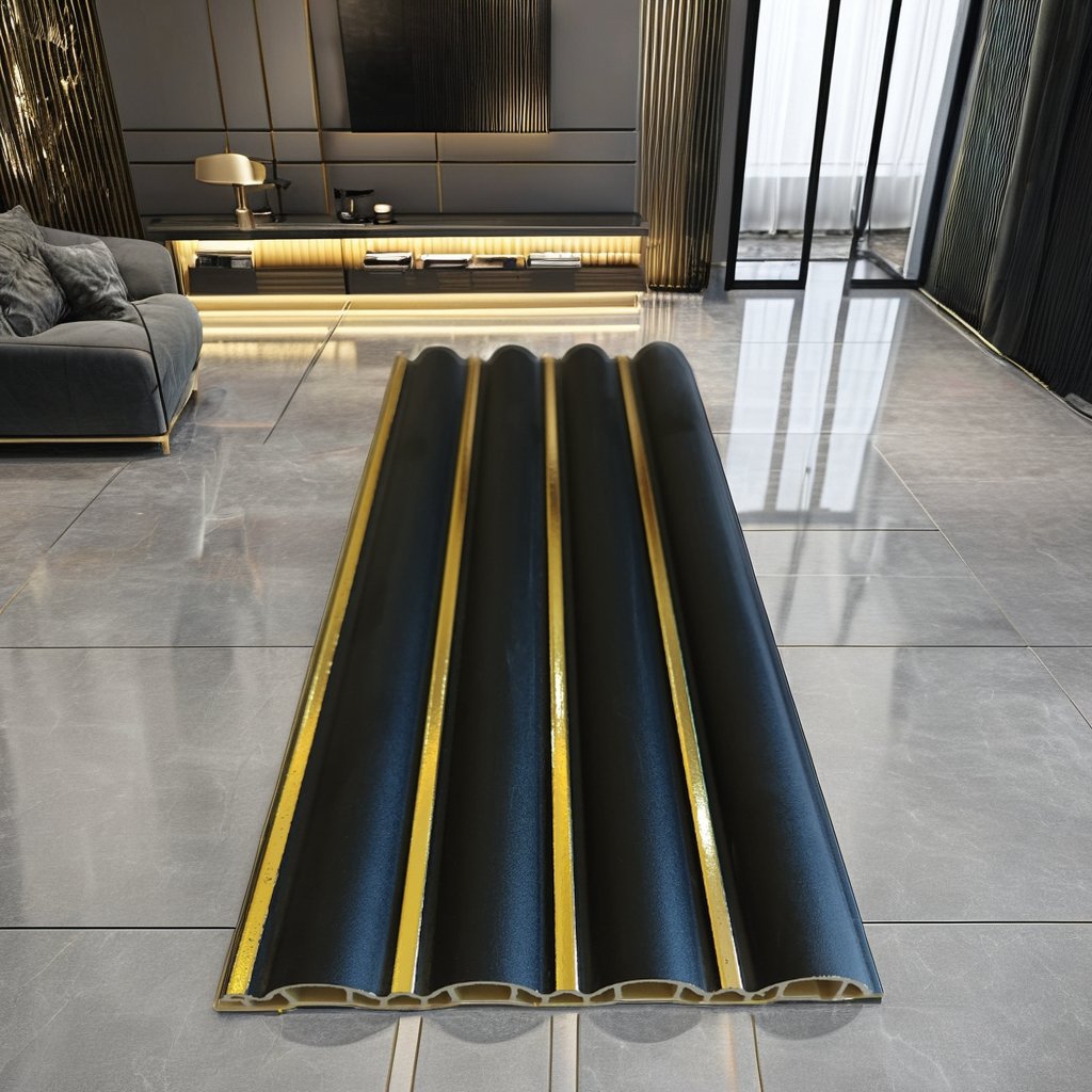 RUIONG WPC plastic easy installation interior decorative waterproof grooved wall panel fluted tv panel interlocking panel