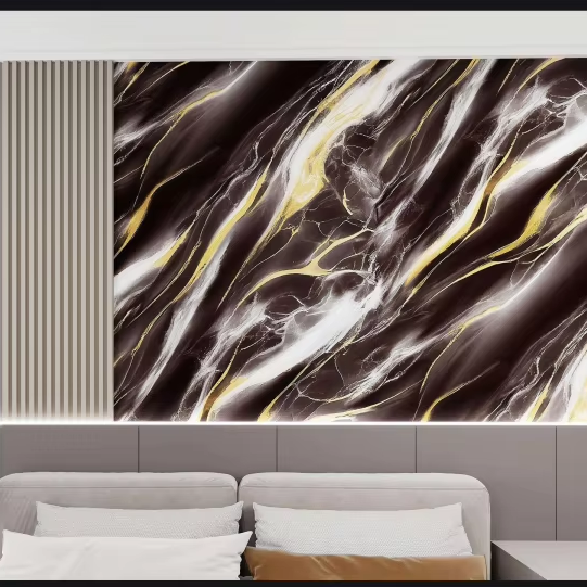 Acoustic Bamboo Panel with Carbon Marble Wallboard WPC Plastic for Interior Household Wall Panels