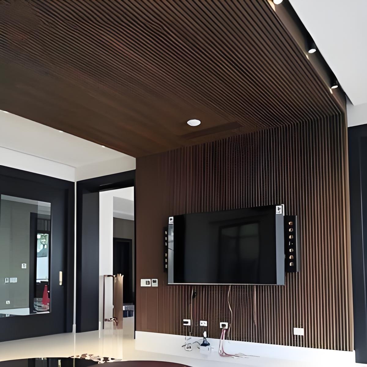 Modern Style Indoor Decor Wall Panel Waterproof Soundproof WPC MDF Cladding Anti-Static Home Commerce Entertainment Apartment