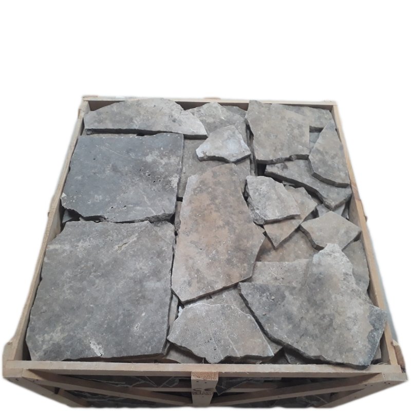 2023 Silver Travertine Irregular Sizes Flagstones Tumbled Finishes Premium quality for Constructions Made in Turkey