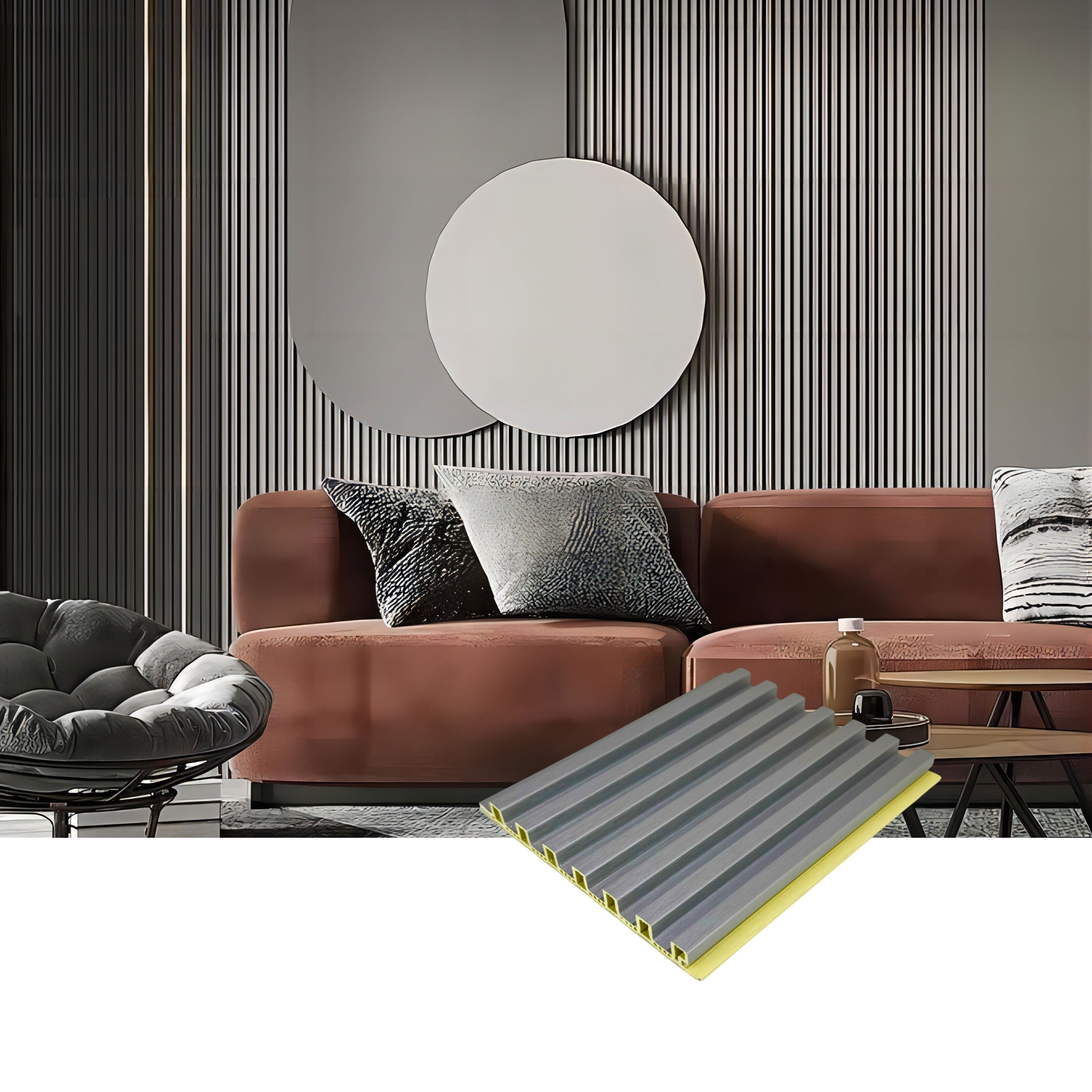 Reasonable Price Low Price 3D Wood Veneer Fluted Cladding Wpc Decor Wall Panel Board For Indoor Tv Background Wall Decoration